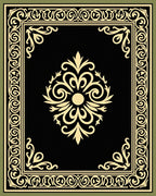 Ornate Floral Swirl Border Medallion Rug