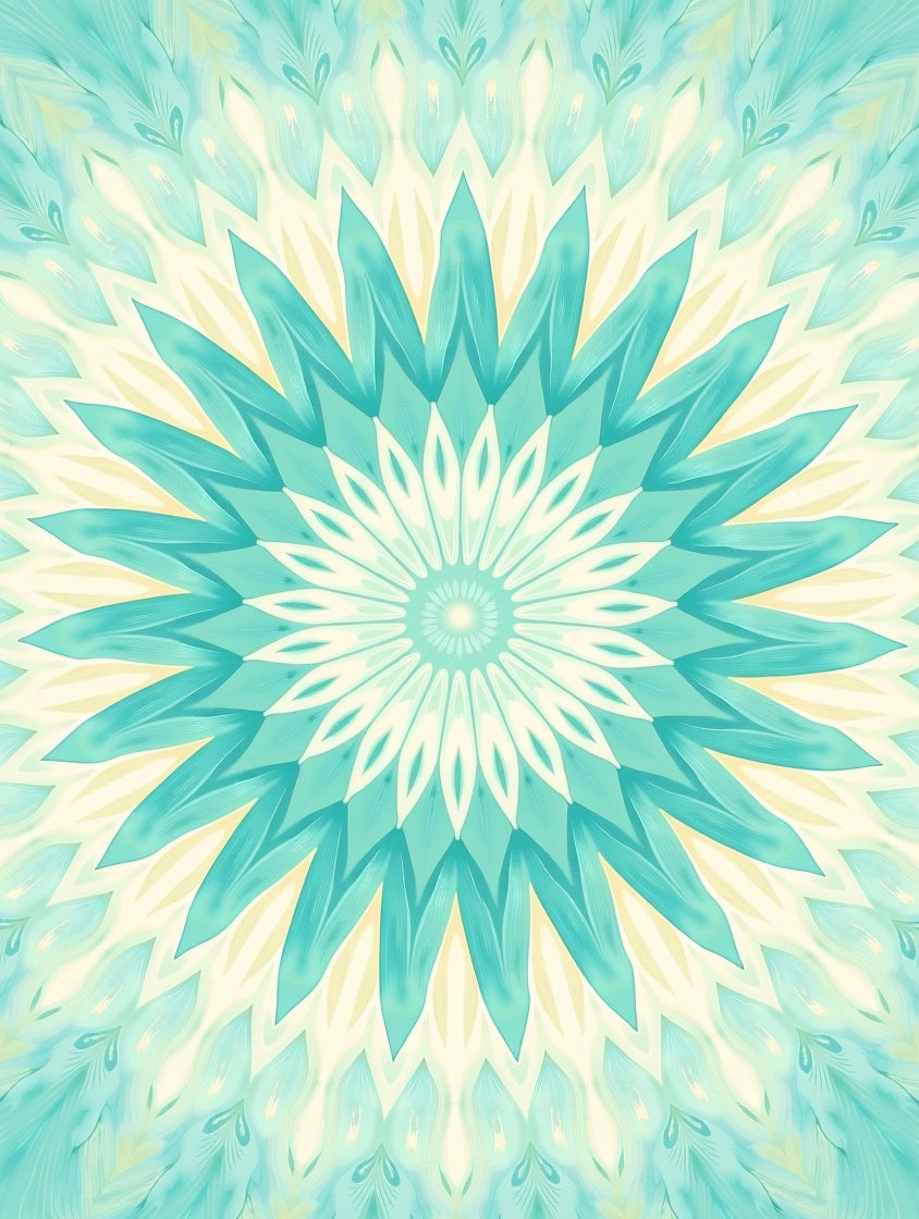 Aqua Petal Mandala Pattern Rug
