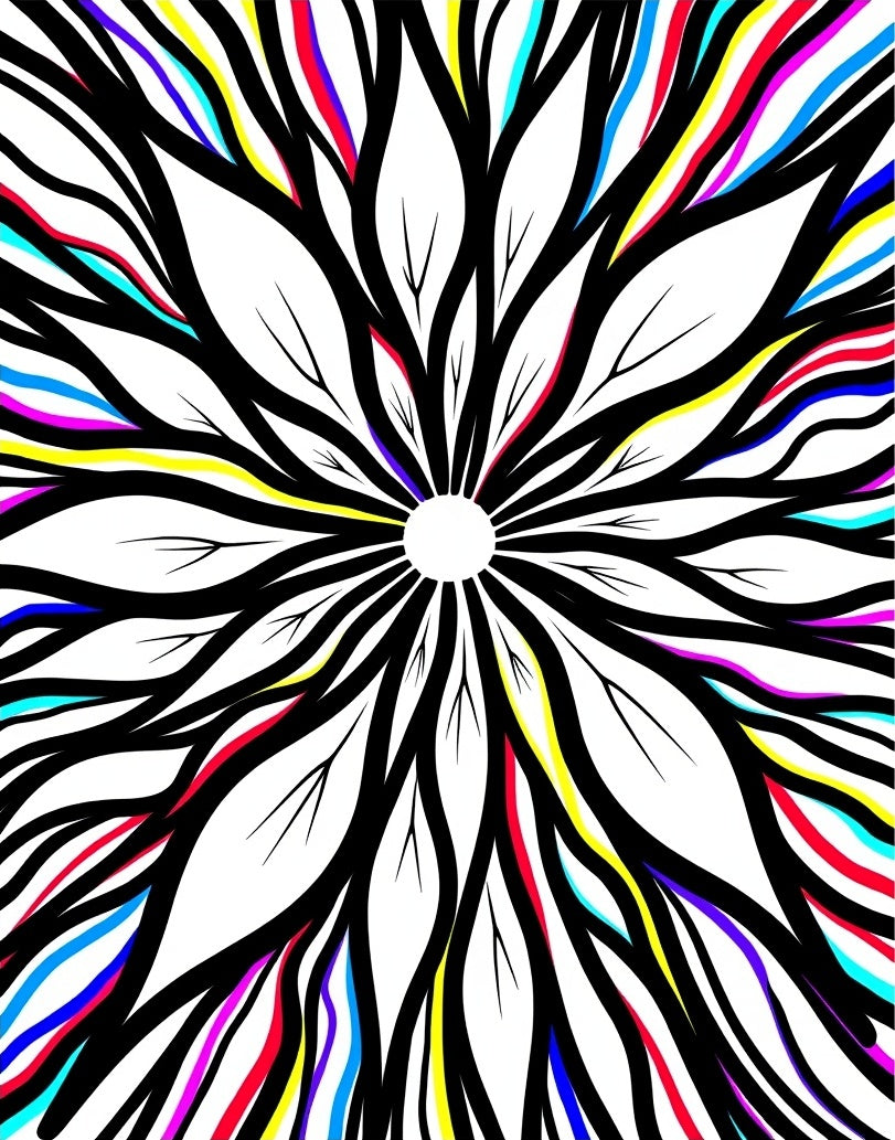 Vibrant Abstract Floral Lines Rug