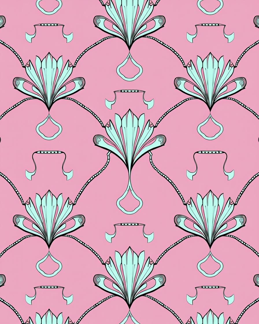 Art Nouveau Fan Ribbon Pattern Rug