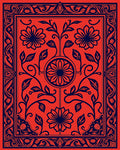 Vibrant Floral Scroll Border Design Rug