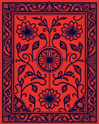 Vibrant Floral Scroll Border Design Rug