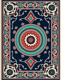 Intricate Floral Medallion Border Rug