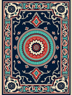 Intricate Floral Medallion Border Rug