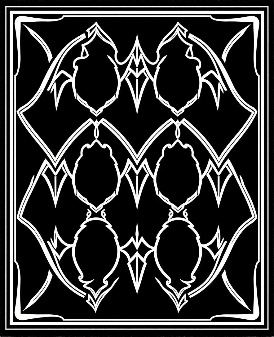 Gothic Ornate Black White Pattern Rug