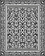 Abstract Mono Black White Patterned Rug