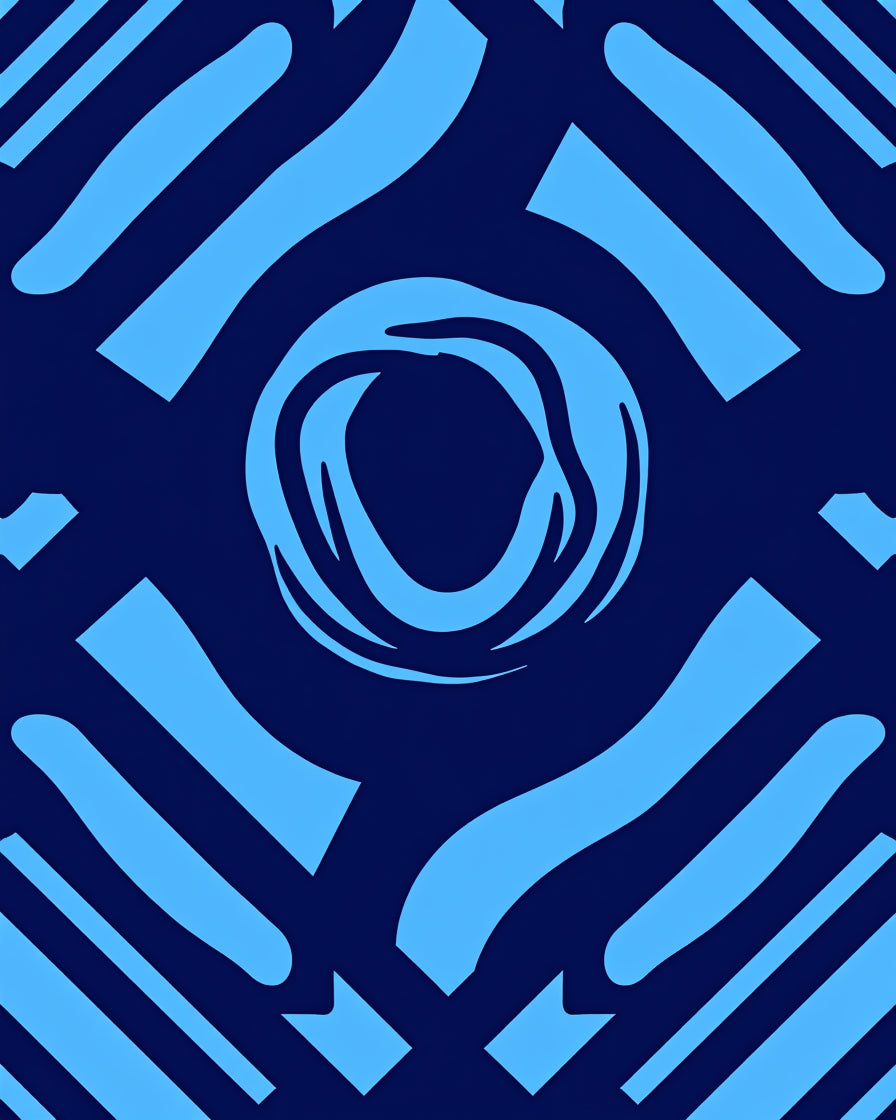 Abstract Blue Swirl Stripe Pattern Rug