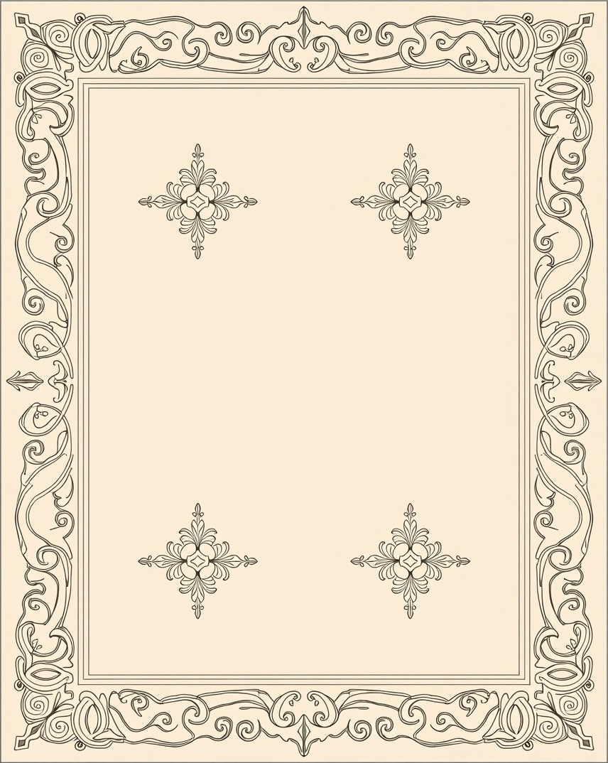 Elegant Scrollwork and Floral Medallion Pattern Rug