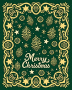 Ornate Festive Green Gold Medallion Rug