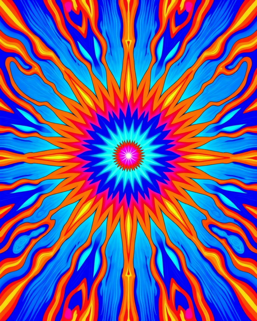 Vibrant Sunburst Floral Mandala Rug