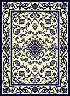 Ornate Floral Scrollwork Pattern Rug
