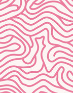 Pink Abstract Wavy Lines Rug