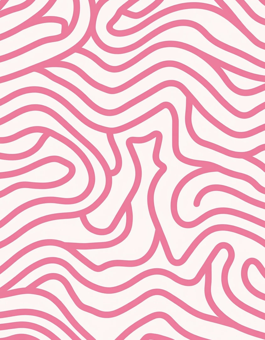 Pink Abstract Wavy Lines Rug