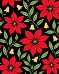 Classic Red Poinsettia Bell Floral Rug