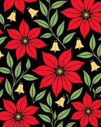 Classic Red Poinsettia Bell Floral Rug