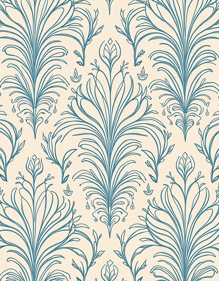 Art Nouveau Inspired Floral Design Rug