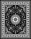 Intricate Floral Mandala Black White Design Rug