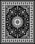 Intricate Floral Mandala Black White Design Rug