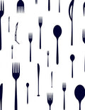Cutlery Collection Dark Blue Icons Rug