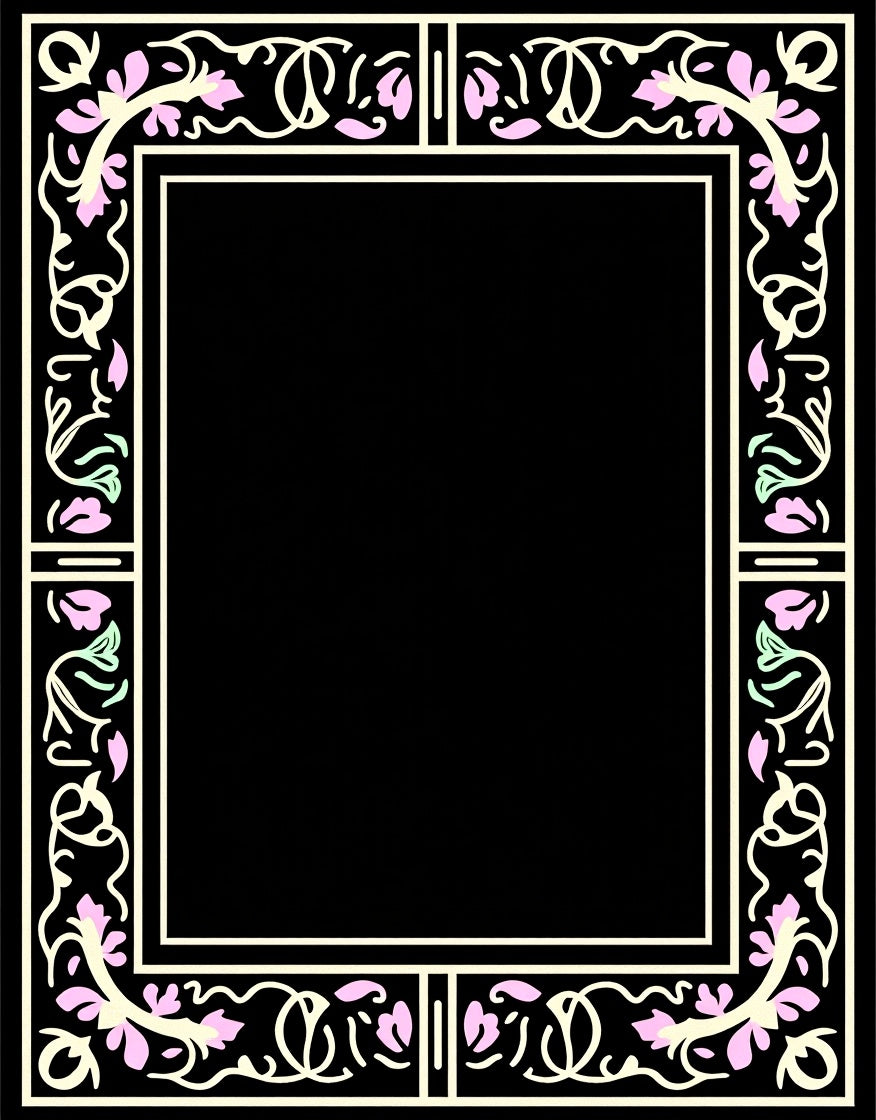 Floral Vine Border Design Rug