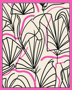 Botanical Lines Curves Pink Rug