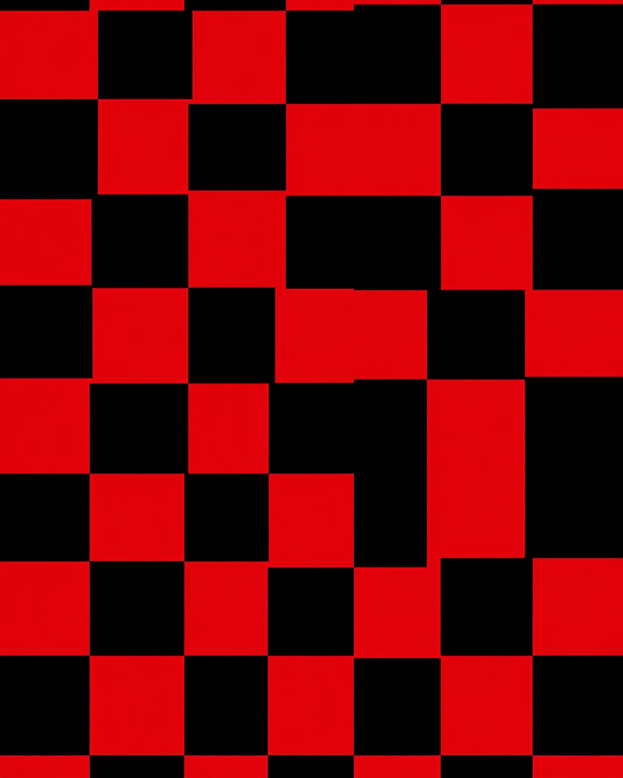 Bold Red Black Checkerboard Pattern Rug