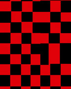 Bold Red Black Checkerboard Pattern Rug
