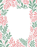 Blush Green Leafy Border Pattern Rug