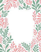 Blush Green Leafy Border Pattern Rug