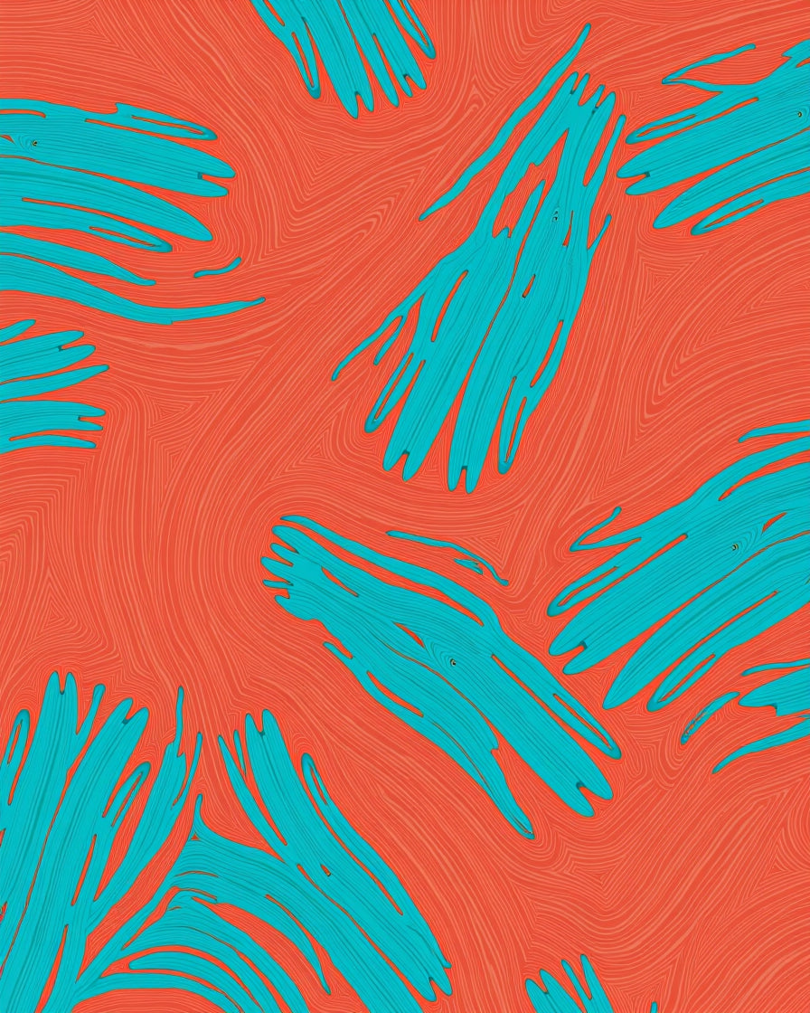 Vibrant Teal Brushstroke Pattern Rug