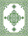 Elegant Green Floral Border Design Rug