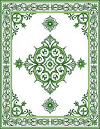 Elegant Green Floral Border Design Rug