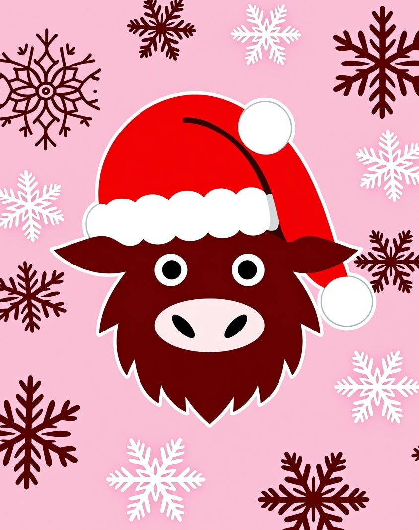 Pink Festive Reindeer Snowflakes Rug