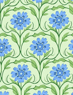 Art Nouveau Blue Floral Vines Rug