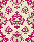 Ornate Magenta Damask Patterned Rug