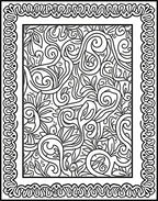 Swirling Floral Vines Bordered Abstract Rug