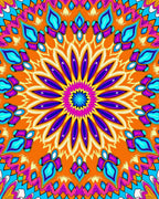 Vibrant Mandala With Abstract Blooms Rug