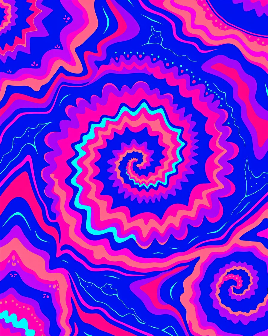 Vibrant Swirls Waves Pattern Rug