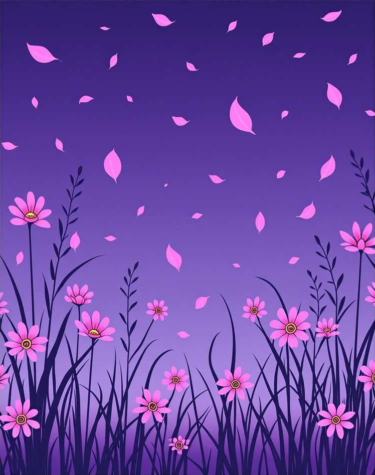 Pink Floral Meadow And Purple Sky Rug