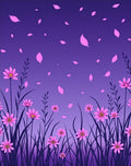 Pink Floral Meadow And Purple Sky Rug