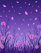 Pink Floral Meadow And Purple Sky Rug