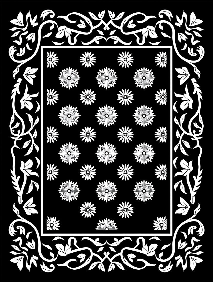 Floral Vine Contrasting Pattern Rug