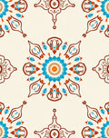 Elegant Teal Orange Mandala Design Rug
