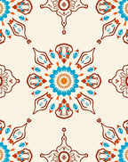 Elegant Teal Orange Mandala Design Rug