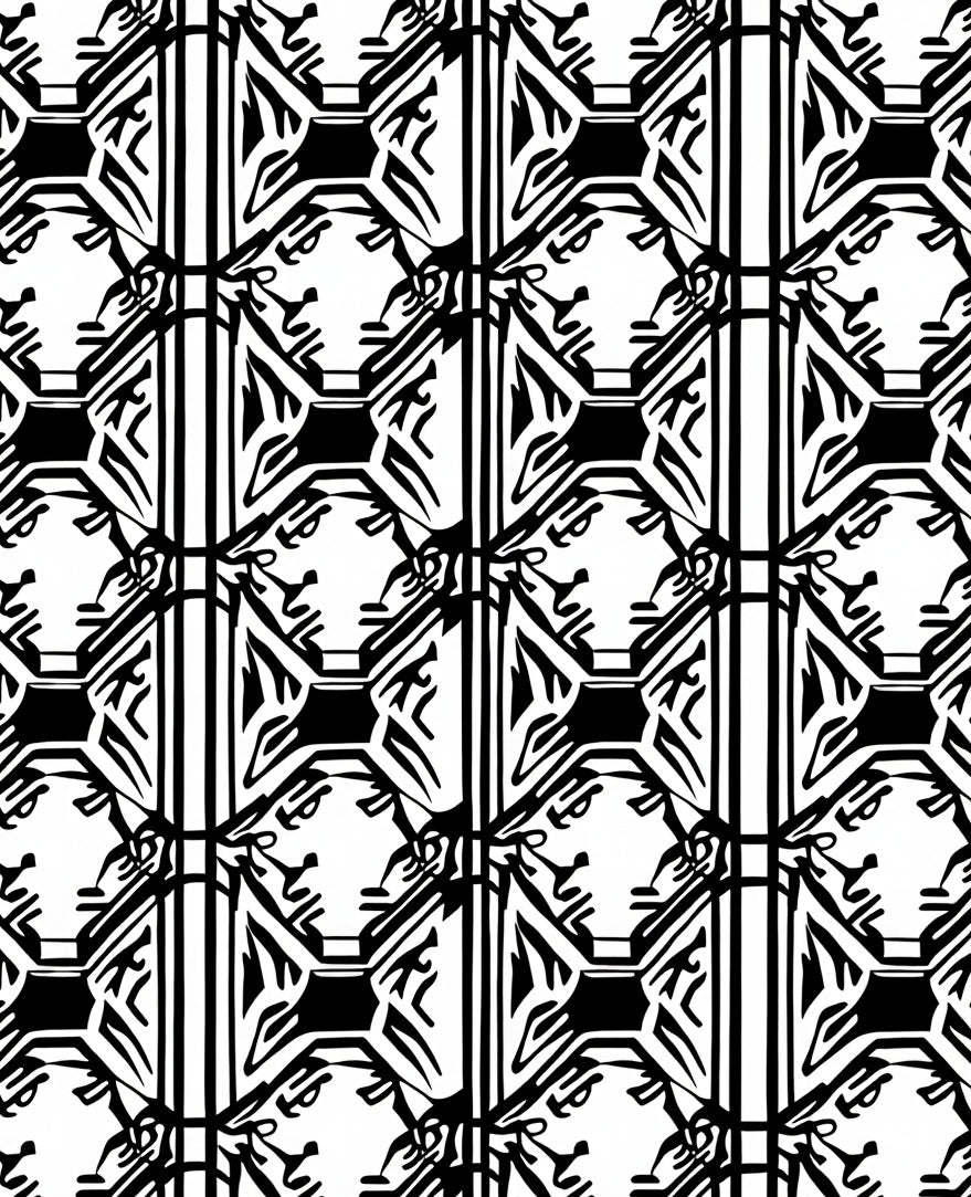 Gothic Black White Geometric Face Rug