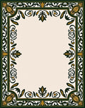 Intricate Green Gold Floral Filigree Rug