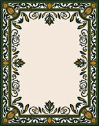 Intricate Green Gold Floral Filigree Rug