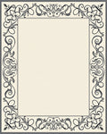 Ornate Black Floral Border Rug