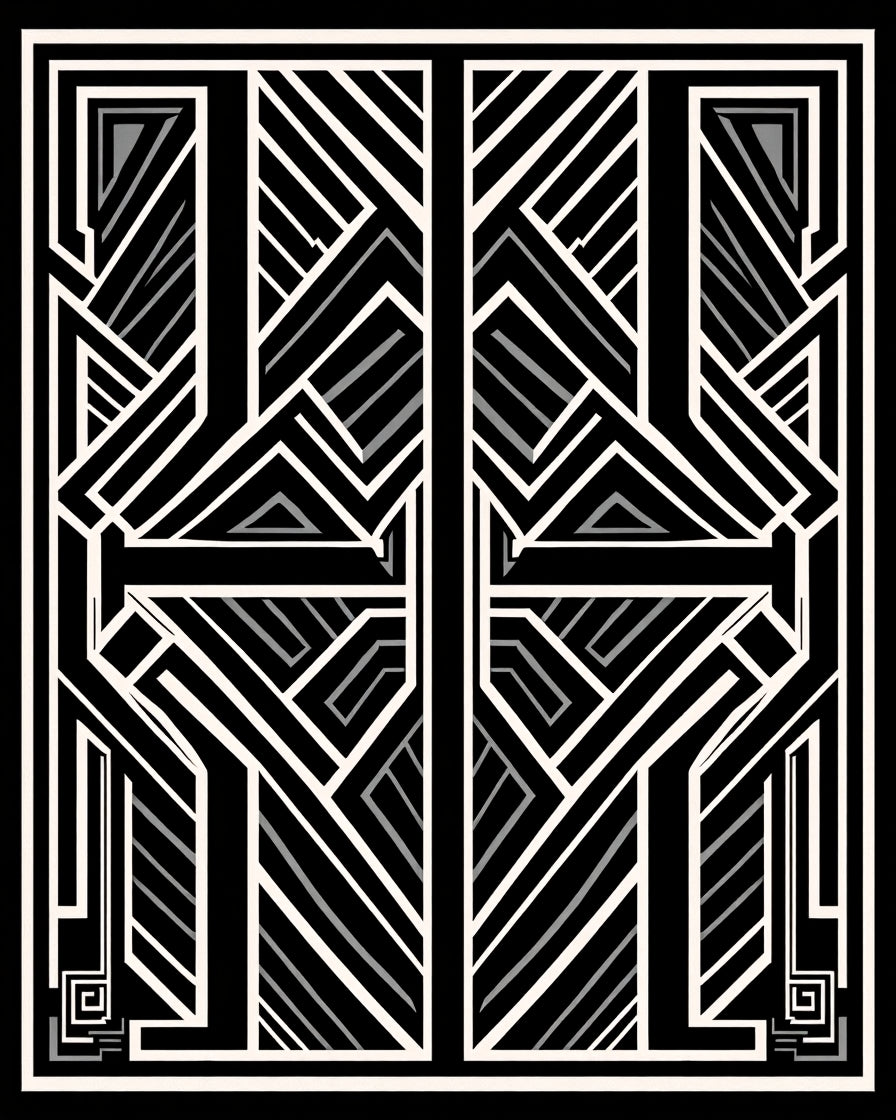 Art Deco Geometric Black White Design Rug