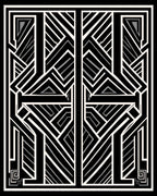 Art Deco Geometric Black White Design Rug